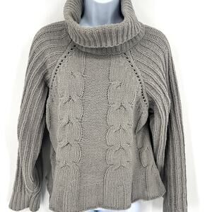 Harper Heritage Gray Plush Cropped Turtleneck Sweater Size S